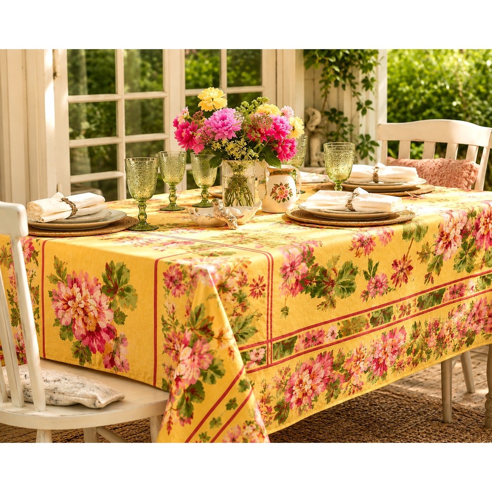 April Cornell Rectangular Tablecloth 60 X 84" "Emmaline" 100% Cotton NWT Cottage